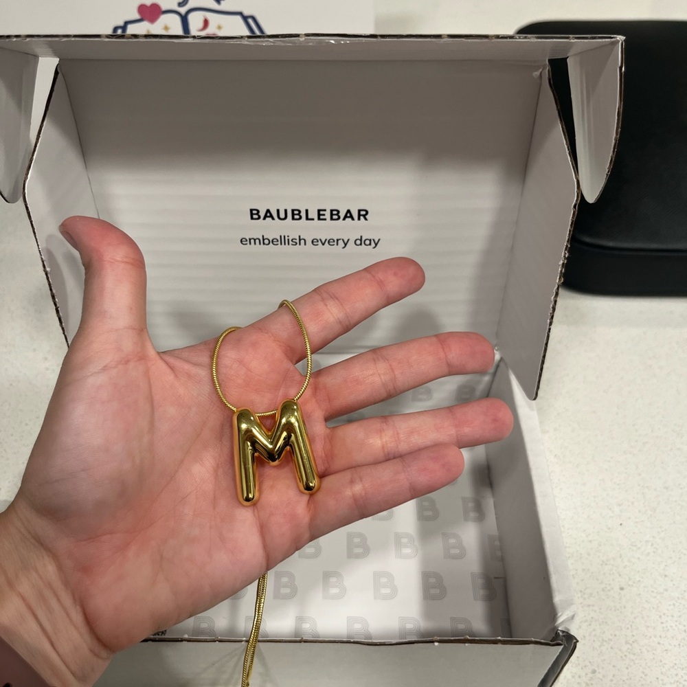 BaubleBar Gold Initial M Necklace